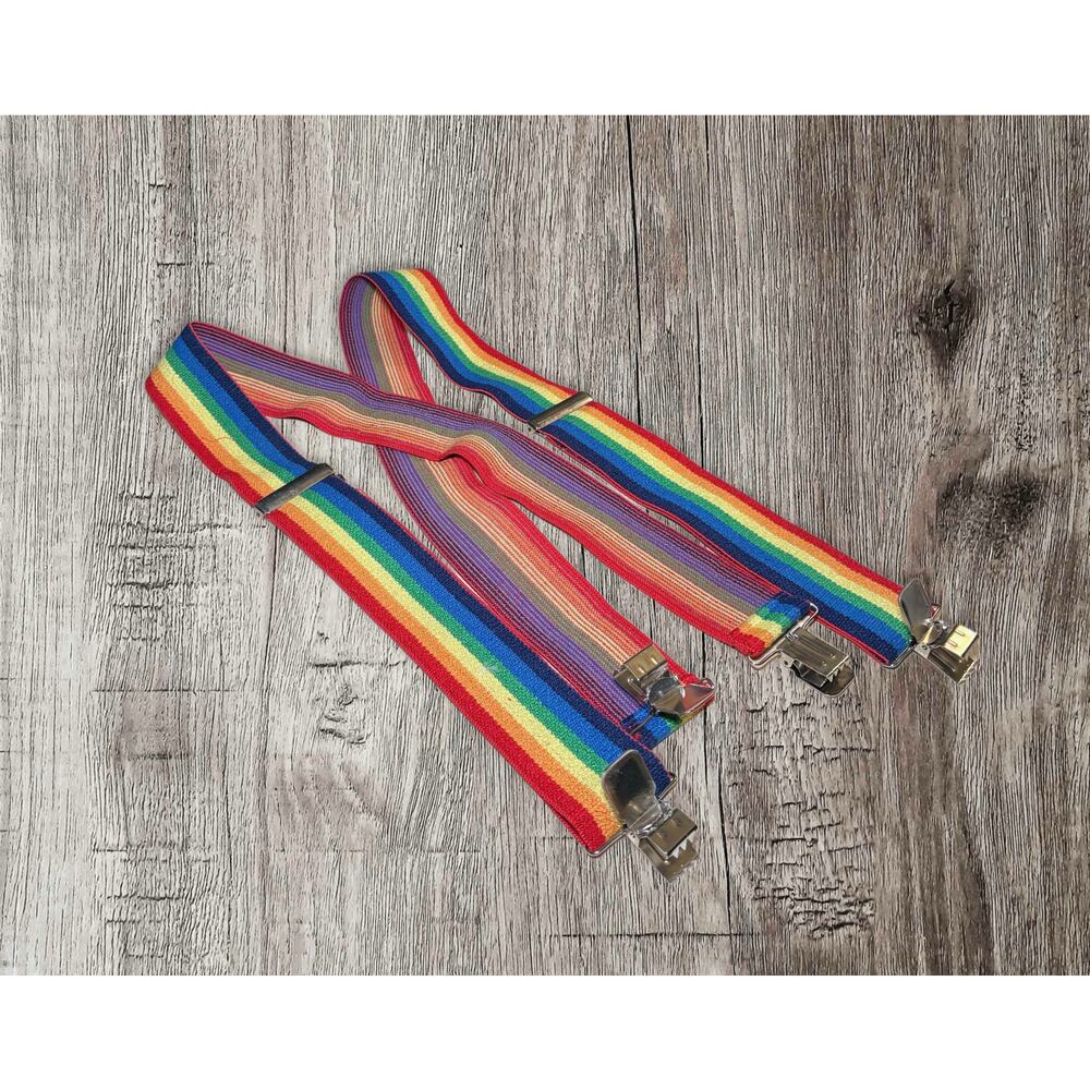 Rainbow suspenders adult size adjustable